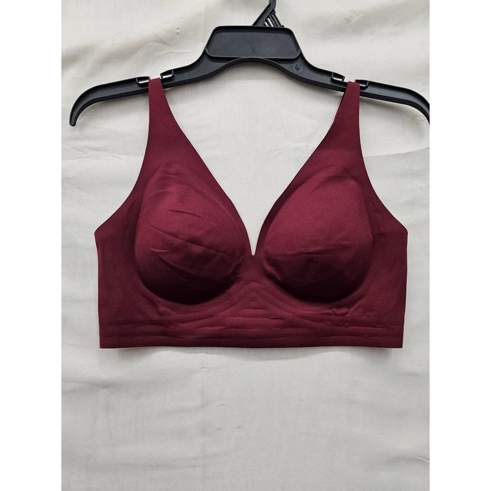 Auden Womens Wireless Bra Red Nylon Blend Casual Size Medium